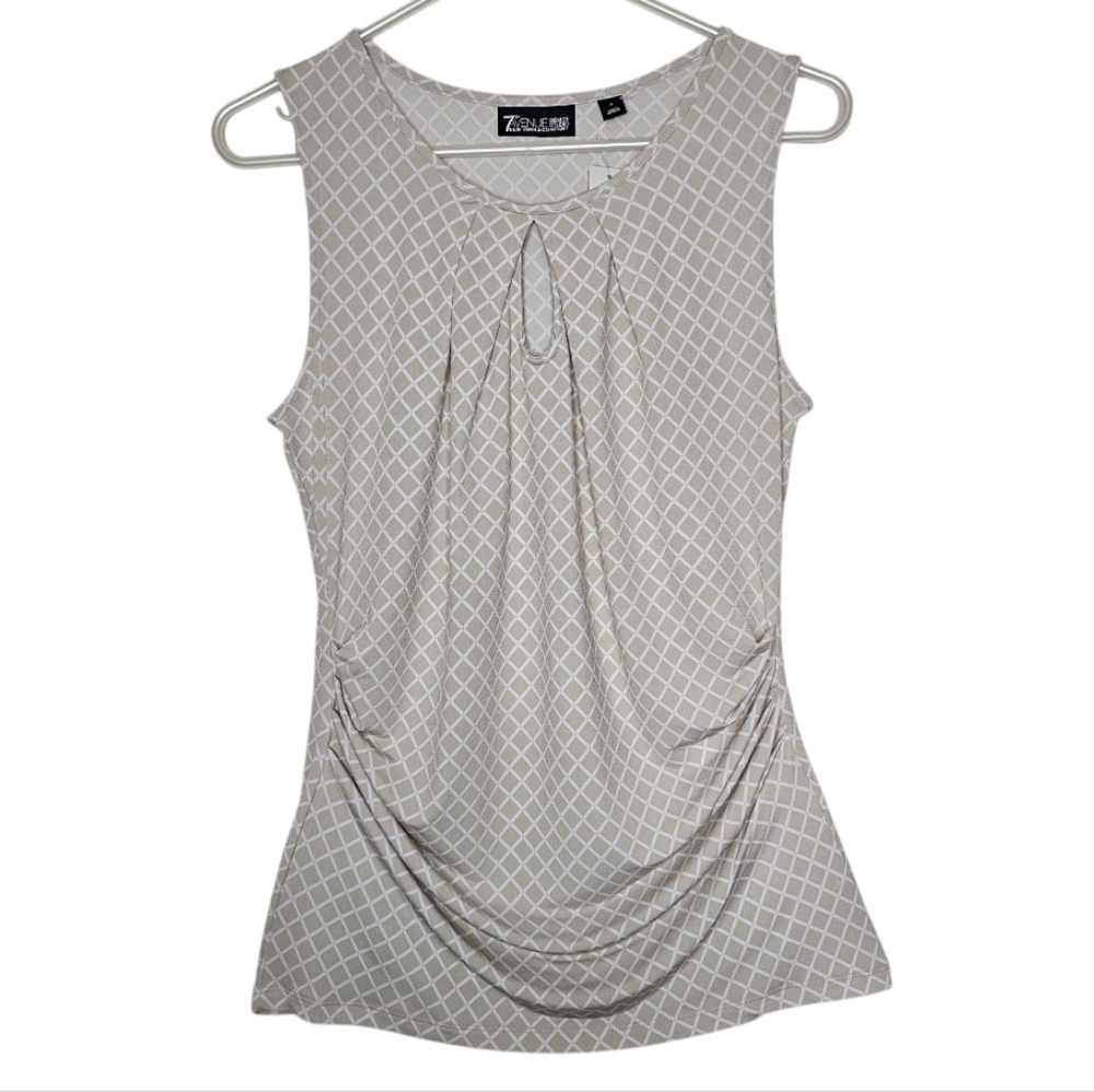 New York & Company Ruched Cream Tank Top Sz S